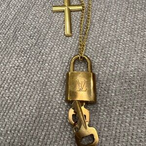 Louis Vuitton Gold Lock and Key Necklace